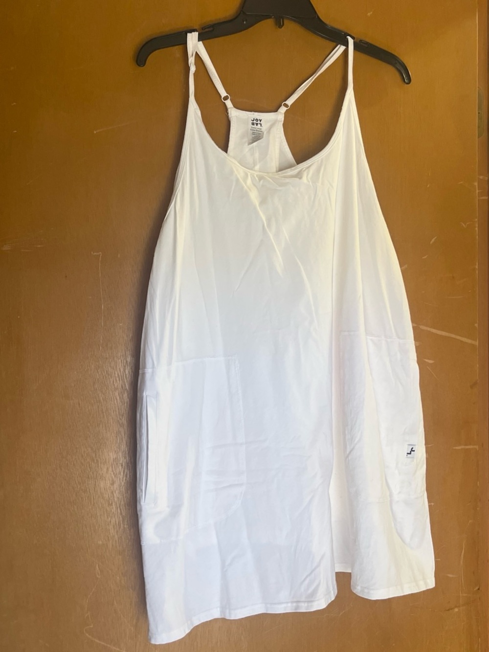 JoyLab White Sleeveless Pocket Tank Dress with Adjustable Straps